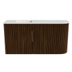 Mondiaz JOYA-DLUX Meuble de salle de bains - 81,6cm - arrondi droit couleur Walnut - Vasque FAYE position Gauche 1 trou de robinet couleur Ostra. SW1422651