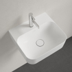 Villeroy & Boch Finion lave-mains 1 trou de robinetterie 43x39cm - ceramic+ sans trop-plein stone white SW209537