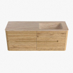Mondiaz CIRO-DLUX Ensemble de meuble de salle de bains - 130x45x50cm - Vasque en solid surface Saba - 1 bassin à droite - 1 trou de robinet - 4 tiroirs - Chêne SW1531188