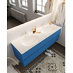 Mondiaz VICA ensemble de meuble de salle de bain - 150cm - meuble sous-vasque jeans - 2 tiroirs - lavabo moon double - 2 trous de robinet - miroir LED - version XL 60cm de haut SW1098206