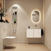 MONDIAZ TURE-DLUX Meuble toilette - 80cm - Talc - EDEN - vasque Opalo - position droite - sans trou de robinet SW1104102