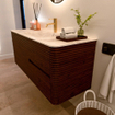 Mondiaz CIRO-DLUX Meuble de salle de bains - 120x45x50cm - Vasque solid surface Frappe - 1 lavabo Centré - 1 trou de robinet - 2 tiroirs - Ruby SW1531303