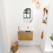 Mondiaz JOYA-DLUX 71.6cm toiletmeubel - ronding links kleur Oak - Wastafel FAYE positie Rechts Zonder kraangat kleur Sombra. SW1424277