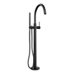 BRAUER Black Edition Staande Badkraan - staafhanddouche - 1 stand - 2 gladde knoppen - inclusief inbouwdeel - PVD - mat zwart SW1164718