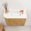 Mondiaz JOYA 51.6cm toiletmeubel - ronding links kleur Oak - Wastafel FAYE positie Rechts 1 kraangat kleur Talc. SW1421151