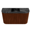 Mondiaz JOYA-DLUX 73.2cm meuble de salle de bains - arrondi gauche et droite couleur Ruby - Vasque FAYE position Milieu Sans trou de robinet couleur Lava. SW1426230