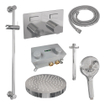 BRAUER Stripe Thermostatische Inbouw Regendouche - drukknoppen - SET 36 - 25cm douchekop - plafondarm - 3-standen handdouche - doucheslang - geïntegreerde glijstang - chroom SW1434775