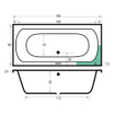 Xenz Lagoon ligbad - 180x80cm - met overloop - zonder afvoer - Acryl Pergamon SW103176