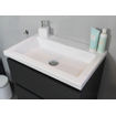 Basic Line Bella Ensemble meuble de salle de bains - 60x55x46cm - 1 lavabo - Acrylique - Blanc - 0 trou de robinet - Sans miroir - Mélamine anthracite mat SW398056