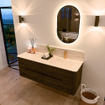 Mondiaz CIRO-DLUX Ensemble de meubles de salle de bains - 140x45x50cm - Plan-vasque Solid surface Meli - 1 vasque à droite - 1 trou de robinet - 4 tiroirs - Shadow SW1532539
