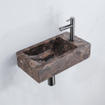 FugaFlow Eccelente Pietra Ensemble fontaine - 40x22x10cm - trou de robinet à droite - robinet de fontaine brossé gunmetal PVD - bouchon de vidange - siphon abaissé - Dark Emporador SW1469000