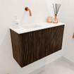Mondiaz JOYA 70cm meuble de salle de bains - couleur Walnut - Vasque FAYE position Gauche Sans trou de robinet couleur Talc. SW1421252