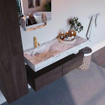 Mondiaz ALAN-DLUX Ensemble de meuble de salle de bains - 100x46cm - 2 tiroirs - lavabo suspendu - 1 trou de robinet - 2 à gauche - Dark brown (chêne foncé) SW1565497