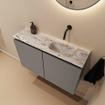 MONDIAZ TURE-DLUX Meuble toilette - 80cm - Smoke - EDEN - vasque Glace - position droite - sans trou de robinet SW1103593