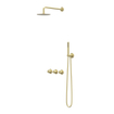 IVY Pact Regendoucheset - inbouw - symmetry - 2 stopkranen - 40cm wandarm - 20cm slim hoofddouche - houder met uitlaat - 150cm doucheslang - staafmodel handdouche - Geborsteld mat goud PVD SW1036787
