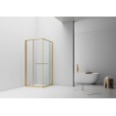 Aloni cabine de douche Inslide - 90x90x200cm - verre de sécurité - 6mm - réversible - or brossé SW1418691