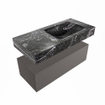 Mondiaz ALAN-DLUX Ensemble de meuble - 100cm - meuble Dark grey mat - 1 tiroir - Lavabo Cloud Lava suspendu - vasque Droite - 0 trous de robinet SW808056