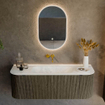 Mondiaz KURVE-DLUX Ensemble de meuble de salle de bains - 130x46x40cm - 1 tiroir - 2 portes - lavabo solid surface - central - sans trou de robinet - Shadow SW1414039