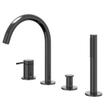 IVY Bond Badrandcombinatie - 4-wegs - mengkraan - draaibare uitloop - uittrekbare handdouche - Zwart chroom PVD SW1031131