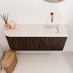 Mondiaz JOYA-DLUX 91.6cm toiletmeubel - ronding links kleur Walnut - Wastafel FAYE positie Rechts Zonder kraangat kleur Ostra. SW1422656