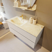 VICA-DLUX 110cm badmeubel onderkast Linen 2 lades. Inbouw wastafel CLOUD links 1 kraangat, kleur Frappe. SW902489