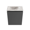 MONDIAZ TURE-DLUX Meuble toilette - 40cm - Dark Grey - EDEN - vasque Glace - position gauche - sans trou de robinet SW1103225