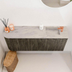 Mondiaz JOYA-DLUX Meuble de salle de bains 101,6cm - arrondi gauche couleur Shadow - Vasque FAYE position Droite 1 trou de robinet couleur Glace SW1422787