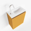 MONDIAZ TURE Fonteinset - 40x23x50cm - 1 kraangat - 1 deur - ocher mat - Wasbak rechts - Solid Surface Wit SW475035