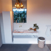 Mondiaz ALAN-DLUX Ensemble de meuble - 120cm - meuble Talc mat - 1 tiroir - Lavabo Cloud Glace suspendu - vasque Gauche - 0 trous de robinet SW805257