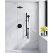 Fortifura Calvi Inbouw Regendoucheset - rond - thermostatisch - wandarm - glijstang - 25cm hoofddouche - handdouche rond - metalen doucheslang - Geborsteld Gunmetal PVD SW1244941