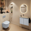 MONDIAZ TURE-DLUX Meuble de toilettes 60 cm Clay. Lavabo EDEN Ostra position milieu. Sans trou de robinet. SW1104755