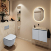 MONDIAZ TURE-DLUX Meuble toilette - 60cm - Clay - EDEN - vasque Ostra - position centrale - sans trou de robinet SW1104755