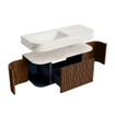 MONDIAZ THOR-DLUX 110cm meuble de salle de bains arrondi gauche + droite couleur Walnut avec 1 tiroir et 2 portes. Vasque suspendue CLOUD Gauche 1 trou de robinet couleur Ostra. SW1462768