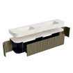 MONDIAZ THOR-DLUX 200cm meuble de salle de bains arrondi gauche + droite couleur Shadow avec 2 tiroirs et 2 portes. Vasque suspendue CLOUD Double sans trou de robinet couleur Ostra. SW1467052