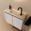 MONDIAZ TURE-DLUX Meuble de toilettes 60 cm Linen. Lavabo EDEN Frappe position milieu. Avec 1 trou de robinet. SW1102844