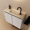 MONDIAZ TURE-DLUX Meuble toilette - 60cm - Linen - EDEN - vasque Frappe - position centrale - 1 trou de robinet SW1102844