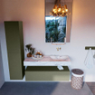 Mondiaz ALAN-DLUX Ensemble de meuble - 120cm - meuble Army mat - 1 tiroir - Lavabo Cloud Glace suspendu - vasque Droite - 0 trous de robinet SW805922