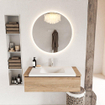 Mondiaz BUKLA Ensemble de meuble - 100x45x34cm - 1 trou de robinet - lavabo centré - solid surface - Talc - sans poignée - 1 tiroir - Mélamine - Chêne blanchi SW704729