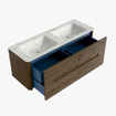 Mondiaz CIRO-DLUX Meuble de salle de bains ensemble - 130x45x50cm - Vasque solid surface Opalo - 2 lavabos double - 2 trous de robinetterie - 4 tiroirs - Dusk SW1532961