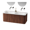 Saniclass Terra vasque pour meuble de salle de bainss - 121x46x1,2cm - coins arrondis - 2 vasques - sans trou de robinet - solid surface - blanc mat SW1418386