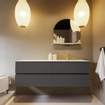MONDIAZ VICA-DLUX Ensemble meuble de salle de bains - 150cm - sous-meuble dark grey - 4 tiroirs - vasque encastrée cloud à droite - 1 trou de robinet - version haute 60cm - frape SW1088887