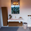 Mondiaz ALAN-DLUX Ensemble de meuble - 120cm - meuble Rust mat - 1 tiroir - Lavabo Cloud Glace suspendu - vasque Centre - 1 trou de robinet SW806074