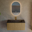 Mondiaz KURVE Ensemble de meuble salle de bain - 90x46x40cm - 1 tiroir - lavabo en solid surface - milieu - 1 trou de robinet - Dusk SW1415108