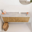 Mondiaz JOYA-DLUX Meuble de salle de bains - 111,6cm - arrondi gauche couleur Chêne - Vasque FAYE position Droite 1 trou de robinet couleur Glace SW1422015