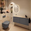 MONDIAZ TURE-DLUX 120cm toiletmeubel Dark Grey. EDEN wastafel Frappe positie links. Zonder kraangat. SW1102744