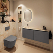 MONDIAZ TURE-DLUX Meuble toilette - 120cm - Dark Grey - EDEN - vasque Frappe - position gauche - sans trou de robinet SW1102744