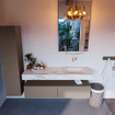 MONDIAZ ALAN - DLUX Ensemble de meuble de salle de bains - 150cm - meuble bas - Smoke - 2 tiroirs - lavabo suspendu - vasque à droite - 0 trous de robinet - Frappe SW804985