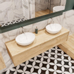 Mondiaz LUSH Meuble salle de bains avec 1 tiroir lavabo BARCO 150x30x45cm double 2 trous de robinet Washed oak SW409569