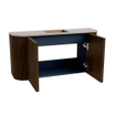 Mondiaz JOYA-DLUX 83.2cm meuble de toilette - arrondis gauche et droite couleur Noyer - Lavabo FAYE position Milieu 1 trou de robinet couleur Saba. SW1424695