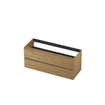 INK Fineer Wastafelonderkast - 120x45x52cm - 2 lades - greeploos - houten keerlijst - MDF Fineer Natur SW493107
